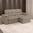 Ver imagem 1 de Sofá Retrátil e Reclinável 2,10m Suede Capuccino c/ Porta Copo Liverton Xflex