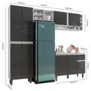 Ver imagem 3 de Cozinha Modulada Completa Vanessa 5 Peças 230cm Branco Cinza Escuro - Desk Design