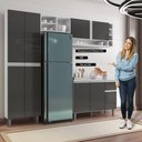 Ver imagem 2 de Cozinha Modulada Completa Vanessa 5 Peças 230cm Branco Cinza Escuro - Desk Design