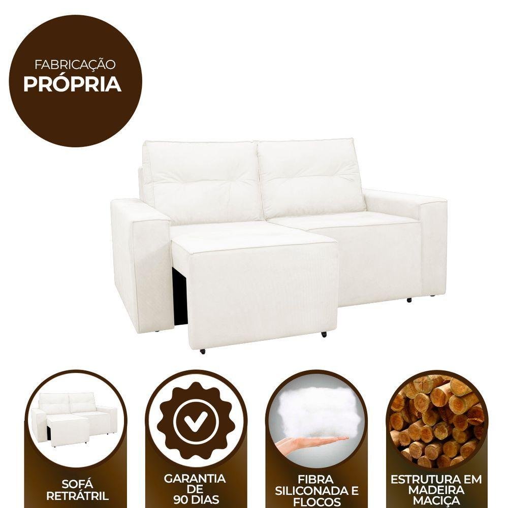 Sofá Retrátil Polo 1,80m Confortavel para Sala Suede Herrero Cor:bege - 2