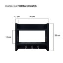 Ver imagem 3 de Suporte Porta Chaves Organizador Decorativo de Parede 25 x 30cm Preto