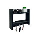 Ver imagem 1 de Suporte Porta Chaves Organizador Decorativo de Parede 25 x 30cm Preto