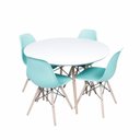Ver imagem 1 de Conjunto Mesa Eames Branca 90cm e 4 Cadeiras Eames Pp Verde Tiffany