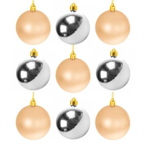 Bolinhas de Natal Champagne e Prata 6cm 9 peças - Casambiente NATAL291