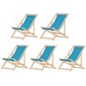 Kit 5 Cadeira Madeira Espreguiçadeira Dobrável Sb-azul - 1
