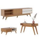 Ver imagem 1 de Rack Bancada Veneza com Mesa de Centro Jeri Freijó Off White Matte e Aparador Riviera Freijó - Colib
