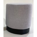 Ver imagem 1 de Puff Redondo Estofado, Tecido Cinza, Base Preta, Decorar Sala Moveis