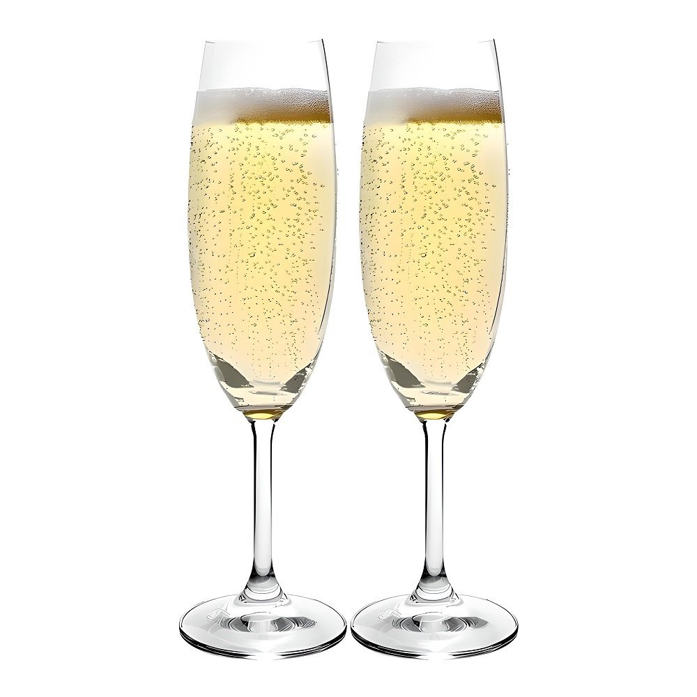 Jogo 2 Taças Champagne Espumante de Cristal 220ml - Conjunto Taças Titânio - Gastro - Luxo - 2