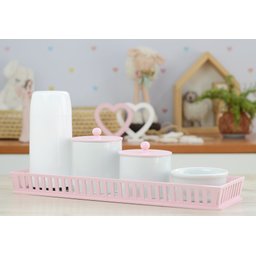 Kit Higiene Bebê Moderno Porcelana Quarto Térmica Banho - Rosa - 1