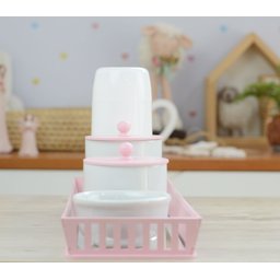 Kit Higiene Bebê Moderno Porcelana Quarto Térmica Banho - Rosa - 3