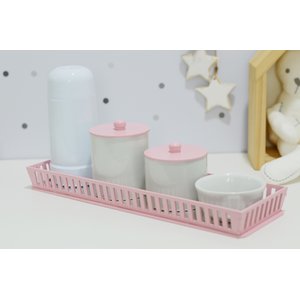 Kit Higiene Bebê Moderno Porcelana Quarto Térmica Banho - Rosa