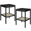 Ver imagem 1 de Kit 02 Mesas Lateral para Sala de Estar Pés Madeira Moss A03 Nero Preto - Lyam Decor