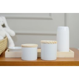 Kit Higiene Porcelana Montessoriano Bebê Bandeja Pinus Térmica Cuidados K054 - 3