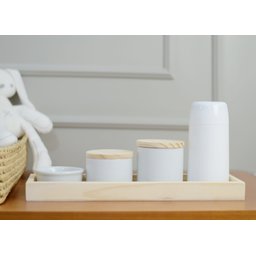 Kit Higiene Porcelana Montessoriano Bebê Bandeja Pinus Térmica Cuidados K054 - 2
