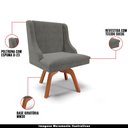 Ver imagem 4 de Kit 2 Cadeiras Decorativas Sala de Jantar Base Giratória de Madeira Firenze Suede Grafite/Natural G1