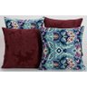 Kit com 4 Almofadas Decorativas Estampa Vinho com Azul Floral - 1