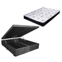 Ver imagem 1 de Cama Box Baú Queen Bi-Partido Green Cinza Suede + Colchão Espuma D33 138x188x15