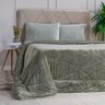 Edredom Solteiro Plush Sense New Dupla Face Toque Flannel Oliva Escuro - 1