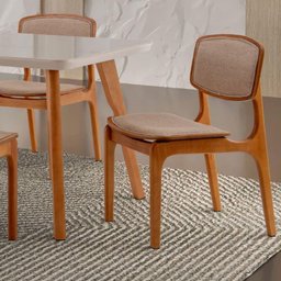 Conjunto Mesa 160cm com Vidro e 6 Cadeiras Malta Moderna Linho Palha Off White Imbuia - 4