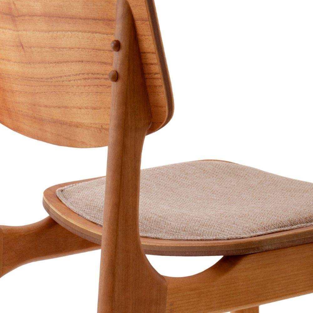 Conjunto Mesa 160cm com Vidro e 6 Cadeiras Malta Moderna Linho Palha Off White Imbuia - 6