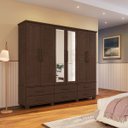 Ver mais imagens de Conjunto Quarto Ouro: Guarda-Roupa 6 Portas, Cama Casal, Cômoda Sapateira e 2 Mesas Cabeceiras Café 