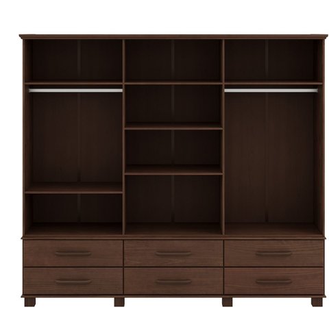 Conjunto Quarto Ouro: Guarda-Roupa 6 Portas, Cama Casal, Cômoda Sapateira e 2 Mesas Cabeceiras Café 