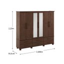 Ver imagem 3 de Conjunto Quarto Ouro: Guarda-Roupa 6 Portas, Cama Casal, Cômoda Sapateira e 2 Mesas Cabeceiras Café 