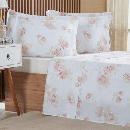 Jogo de Cama Queen 4 Pçs 200 Fios 100% Algodão 160x200x35cm Classique - 1
