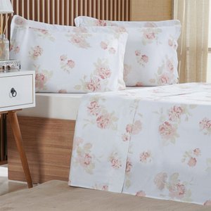 Jogo de Cama Queen 4 Pçs 200 Fios 100% Algodão 160x200x35cm Classique
