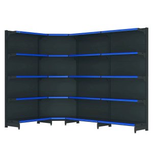 Kit 3 Gôndolas New Premium 2,02m Preta Parede 40/30 + Canto 40/30