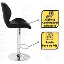 Ver imagem 4 de Kit 08 Banquetas Slim Estofada Giratória com Regulagem de Altura - Preto