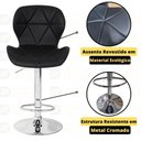 Ver imagem 2 de Kit 08 Banquetas Slim Estofada Giratória com Regulagem de Altura - Preto