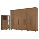 Ver imagem 1 de Guarda Roupa Casal Master New 8 Portas de Bater 4 Gavetas com Cômoda 1 Porta 6 Gavetas com Espelho