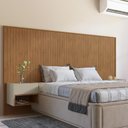 Ver imagem 2 de Cabeceira Florença para Cama de Casal e Queen com 2 Mesas de Apoio Cedro/off White - Casa D