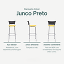 Ver imagem 3 de Kit 6 Banquetas Alta Banco para Balcão Junco Preto Àrea Gourmet Ilha Bancada bares Churrasqueira