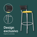 Ver imagem 4 de Kit 6 Banquetas Alta Banco para Balcão Junco Preto Àrea Gourmet Ilha Bancada bares Churrasqueira