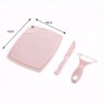 Kit Cortar e Descascar Frutas e Legumes 3 Peças Faca Descascador Tabua Corte Rosa - 6