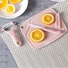 Kit Cortar e Descascar Frutas e Legumes 3 Peças Faca Descascador Tabua Corte Rosa - 3