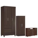 Ver imagem 1 de Guarda Roupa Solteiro Wind com Multiuso Viena com Cômoda London Café - Demóbile