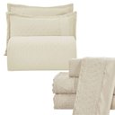 Ver imagem 1 de Kit Cobre Leito e Lençol King Melody Dupla Face 7 Peças - Palha - 100% Poliéster