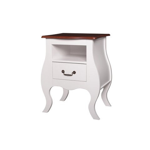Mesa de Cabeceira Bombê 1 Gaveta e Nicho 1026n - Branco/imbuia Glazer