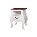 Ver imagem 1 de Mesa de Cabeceira Bombê 1 Gaveta e Nicho 1026n - Branco/imbuia Glazer