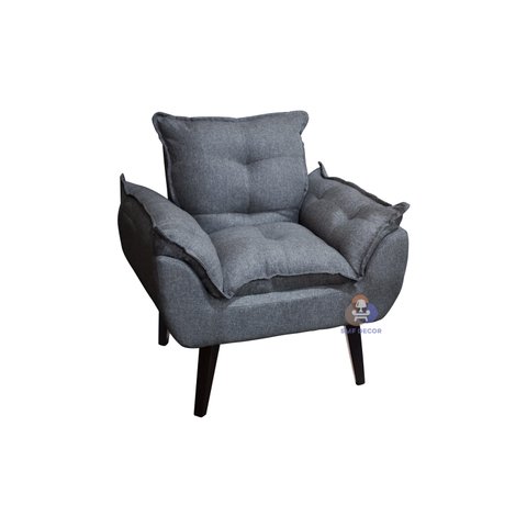 Poltrona Decorativa Opala Grafite Linho SMF DECOR