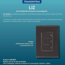 Kit 10 Cj Tampa Cego 4x2 Placa Cega Liz Grafite Tramontina - 3