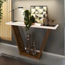 Ver imagem 2 de Aparador Sala Estar 136cm Tampo Mdf C/ Vidro Lótus Trufa/creme D04 - D’Rossi