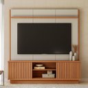 Ver imagem 1 de Estante para TV e Home Theater até 75 Polegadas MDF 180cmx186cm Ravenna Linea Brasil Bege Canela/Off White Fosco
