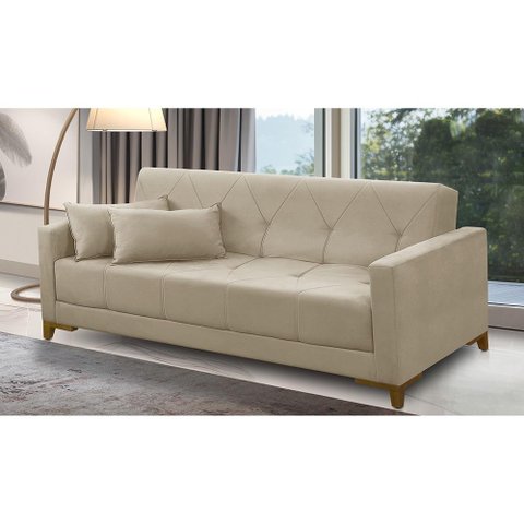 Sofá Cama 3 Lugares 2,00m Aurora Suede Adonai Estofados