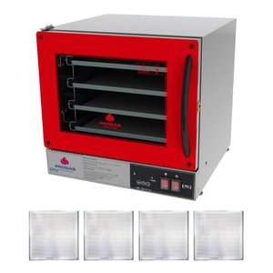 Kit - Forno Turbo Prp-004 Plus Digital 127v Vermelho + 4 Assadeiras - Progás 127v