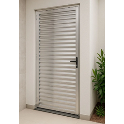 Porta Palheta sem Ventilação Alumínio  210cm x 80cm Direita Linha 25 - 6