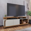 Ver imagem 1 de Rack Jurerê 180cm P/tv até 75 Polegadas C/detalhe Ripado Artesanal e Pés de Rodízio Incluso Colibri